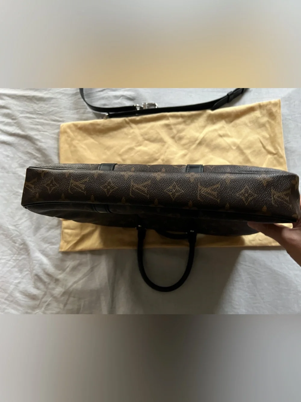 Authentic Louis Vuitton Monogram Macassar Porte Documents Voyage PDV Pm Bag